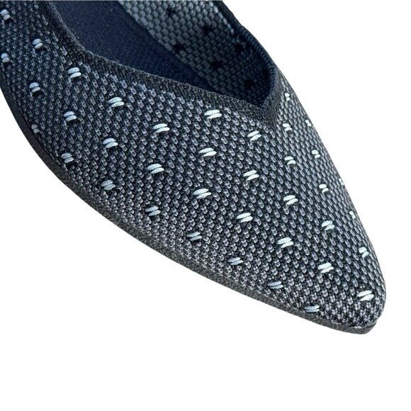 EVGLOW Knit Dark Blue Ballet Flat Slip On Polka Dot Comfort Shoes Women's Size 8 - Picture 2 of 9
